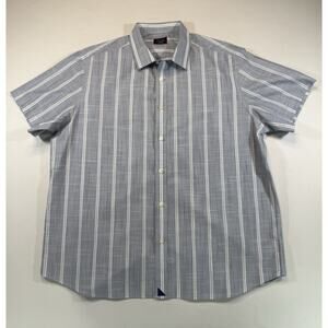 UNTUCKit Short Sleeve Button Shirt XXL Blue White Stripe Regular Fit